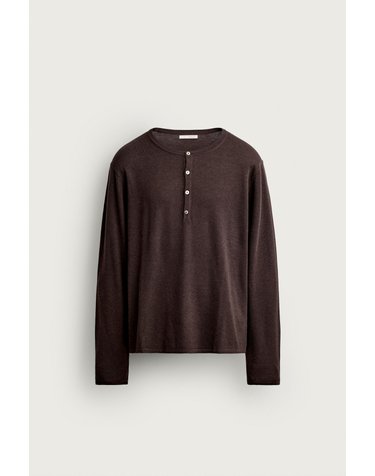 자라 헨리넥 릴렉스핏 긴팔 니트 티셔츠 2893/310/700 BROWN