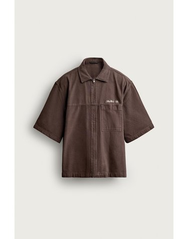 자라 릴렉스핏 반팔 집업 오버셔츠 6987/394/700 BROWN