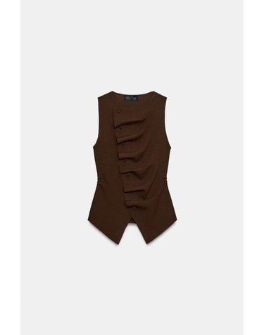 자라 드레이프 민소매 니트 탑 3921/062/700 BROWN