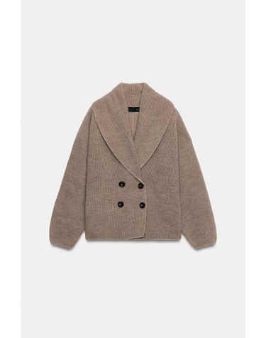 자라 숄 칼라 니트 가디건 1822/100/737 BROWN / TAUPE