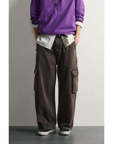 자라 릴렉스핏 와이드 카고 팬츠 8727/300/700 BROWN