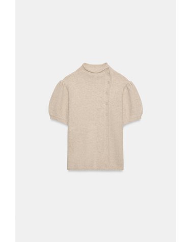 자라 하이넥 퍼프소매 랩 니트 탑 2142/228/710 BEIGE