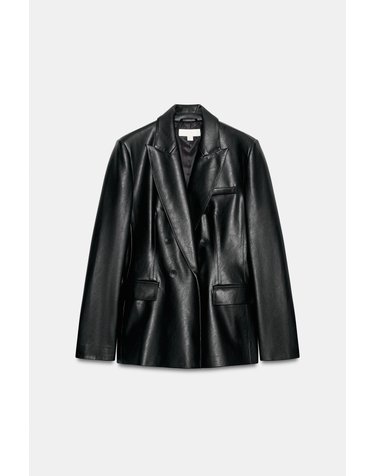 자라 가죽 이펙트 플랩포켓 블레이저 3046/640/800 BLACK