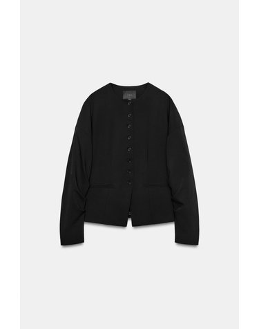 자라 라운드넥 플리츠 소매 블레이저 8338/701/800 BLACK