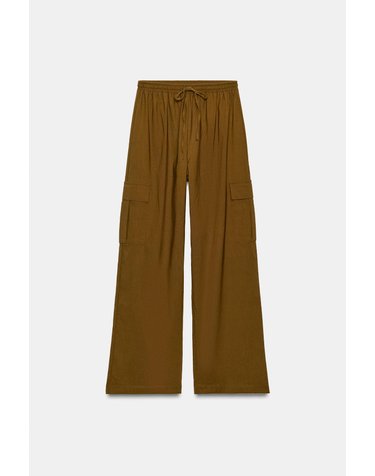 자라 스트레이트 카고 와이드 팬츠 5580/456/505 KHAKI