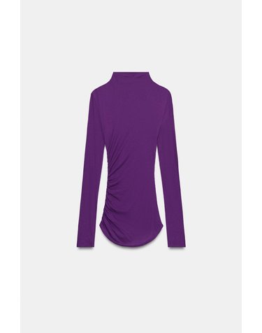 자라 슬림핏 하이넥 셔링 긴팔 탑 3641/706/611 PURPLE