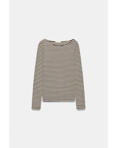 자라 스트라이프 보트넥 긴팔 티셔츠 4424/640/104 STRIPED