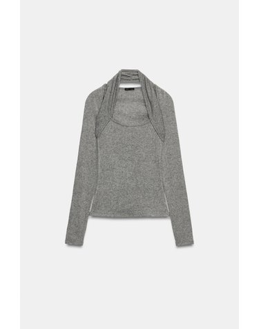 자라 더블 이펙트 홀터넥 긴팔 탑 5063/845/803 GREY MARL