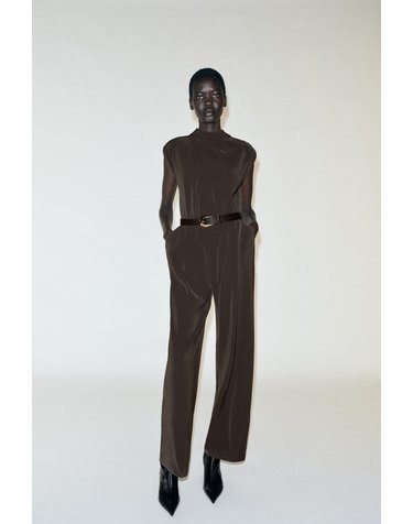 자라 하이넥 민소매 벨트 점프수트 2157/234/507 DARK KHAKI