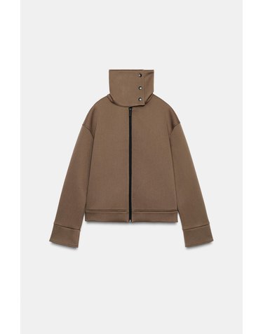 자라 하이칼라 배색 집업 자켓 4813/820/731 DARK BEIGE