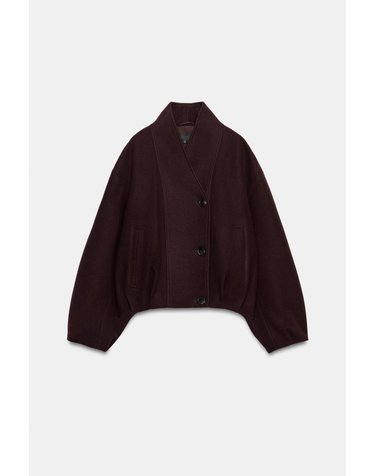 자라 하이칼라 소프트 크롭 자켓 3046/391/681 BURGUNDY