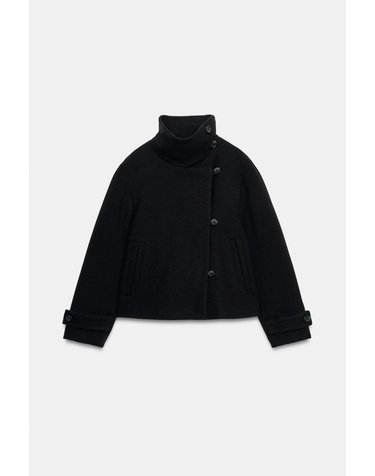 자라 더블브레스트 하이넥 자켓 6318/329/800 BLACK