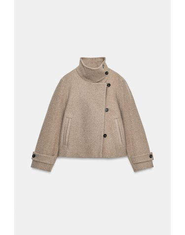 자라 더블브레스트 하이넥 자켓 6318/329/704 CAMEL