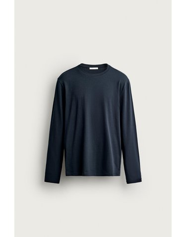 자라 슬림핏 라운드넥 긴팔 티셔츠 6019/340/401 NAVY BLUE