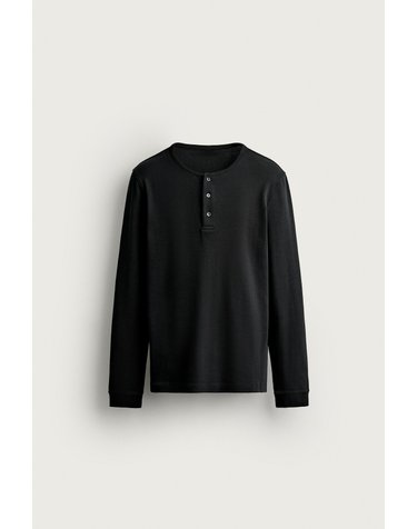 자라 헨리넥 레귤러핏 긴팔 티셔츠 4161/305/800 BLACK