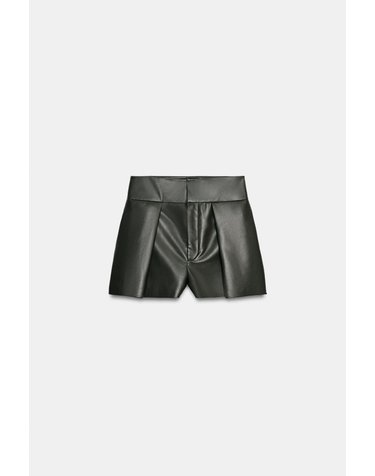 자라 플리츠 레더 이펙트 반바지 1255/585/529 DARK GREEN