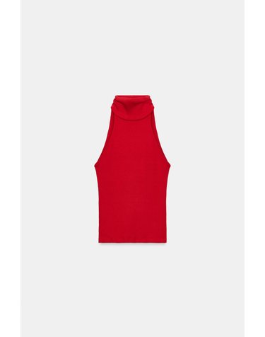 자라 하이넥 민소매 슬림핏 코튼 탑 4786/468/600 RED