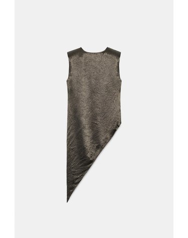 자라 새틴 라운드넥 비대칭 민소매 탑 5344/289/529 DARK GREEN