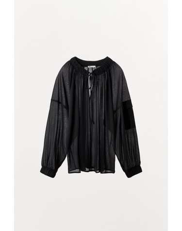 자라 시스루 리본 볼륨 블라우스 5584/457/800 BLACK