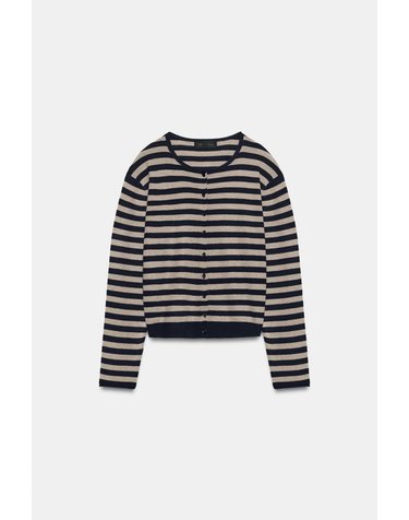 자라 스트라이프 라운드넥 파인 니트 가디건 4192/116/104 STRIPED