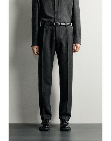 자라 울 레귤러핏 플리츠 수트 팬츠 4071/639/801 ANTHRACITE GREY