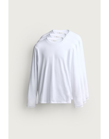 자라 슬림핏 라운드넥 긴팔 티셔츠 3팩 6019/399/250 WHITE