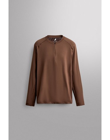 자라 컬러블록 쿼터집업 긴팔 티셔츠 4387/369/700 BROWN