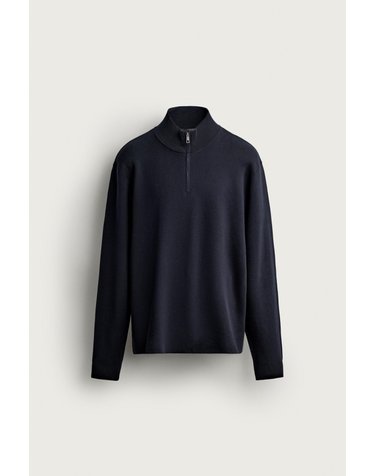 자라 레귤러핏 지퍼 하이넥 면 스웨터 6674/347/401 NAVY BLUE