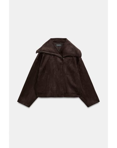 자라 와이드 칼라 집업 봄버 자켓 4344/652/700 BROWN