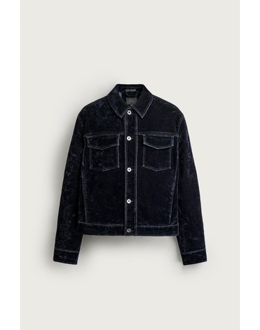자라 크롭 벨벳 이펙트 데님 자켓 8491/801/407 BLUE
