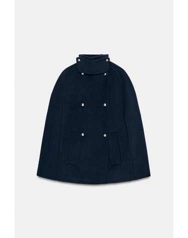 자라 울 혼방 하이넥 케이프 코트 7522/277/422 DARK NAVY