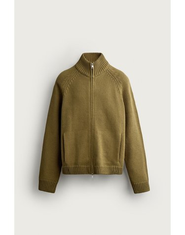 자라 하이넥 집업 니트 가디건 6674/305/505 KHAKI
