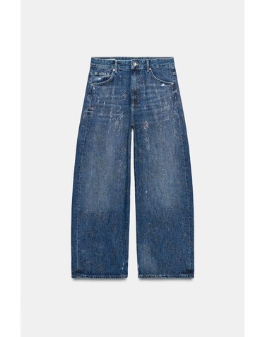 자라 라인스톤 배기핏 청바지 6688/251/400 BLUE