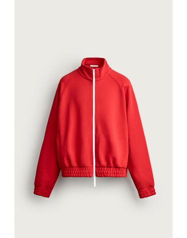 자라 하이넥 배색 집업 트랙 자켓 1437/351/600 RED