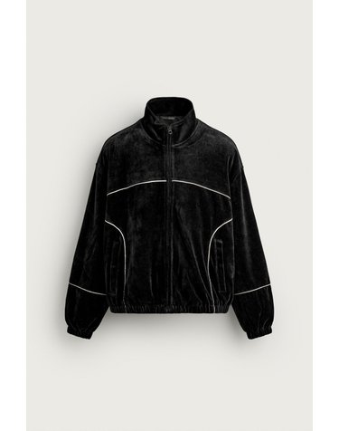 자라 레트로 벨루어 트랙 자켓 8281/422/800 BLACK