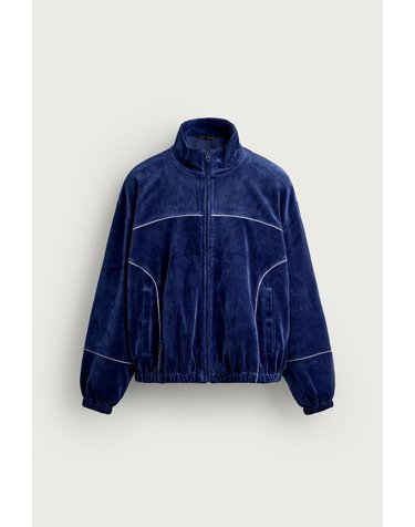 자라 레트로 벨루어 트랙 집업 자켓 8281/422/420 BLUISH