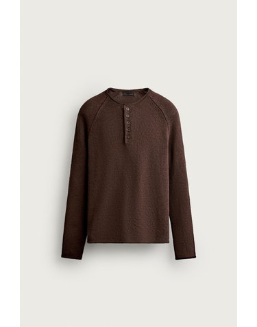 자라 레귤러핏 헨리넥 니트 스웨터 3597/305/700 BROWN