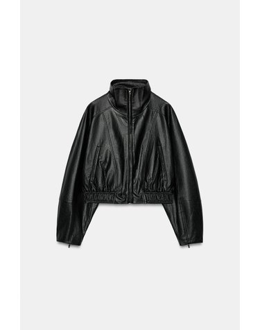 자라 가죽 이펙트 집업 자켓 8741/231/800 BLACK