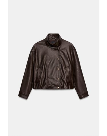 자라 하이넥 레더 이펙트 봄버 자켓 3046/359/700 BROWN