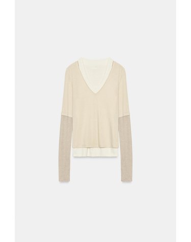 자라 트리플 레이어드 긴팔 티셔츠 3641/709/075 ECRU / BEIGE
