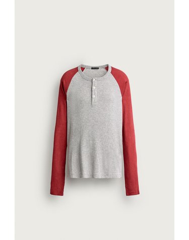 자라 컬러블록 슬림핏 헨리넥 긴팔 티셔츠 3992/333/803 GREY MARL