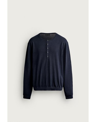 자라 헨리넥 코튼 니트 긴팔 티셔츠 2893/376/401 NAVY BLUE