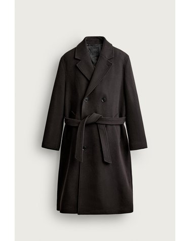 자라 울 혼방 벨트 더블 롱 코트 2949/756/700 BROWN