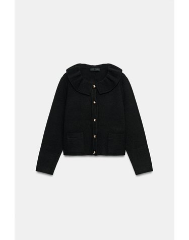 자라 러플 칼라 골드 버튼 가디건 3581/101/800 BLACK