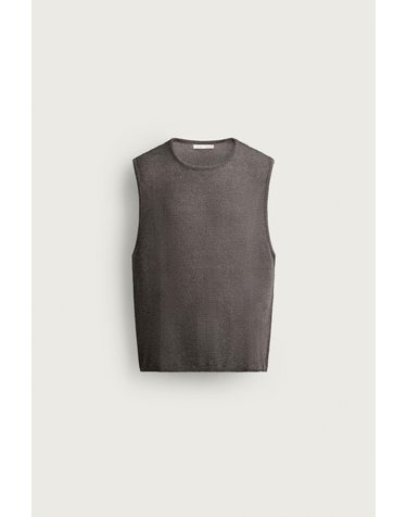 자라 릴렉스핏 니트 민소매 탑 5755/311/102 GREY / TAN