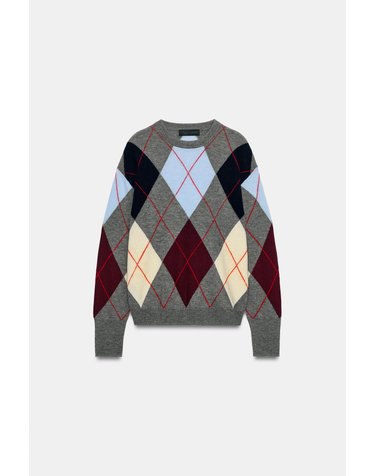 자라 울 아가일 라운드넥 니트 스웨터 9598/172/330 MULTICOLOURED