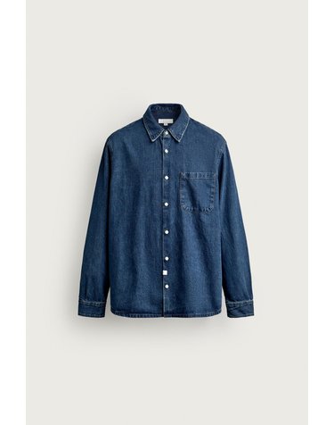 자라 레귤러핏 워시드 데님 긴팔 셔츠 4470/351/427 MID-BLUE