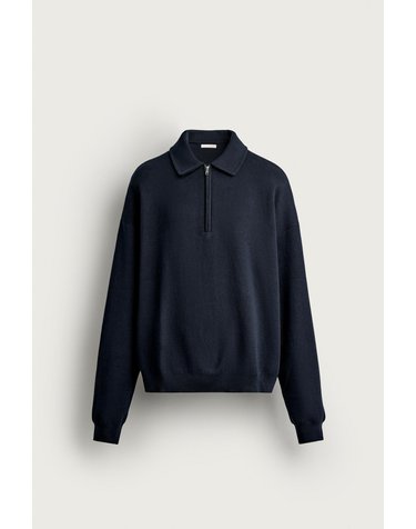 자라 지퍼넥 니트 긴팔 폴로셔츠 4696/306/422 DARK NAVY