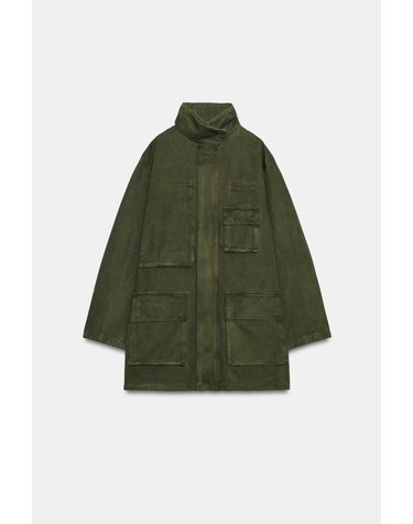 자라 하이넥 멀티포켓 오버핏 자켓 3216/270/507 DARK KHAKI