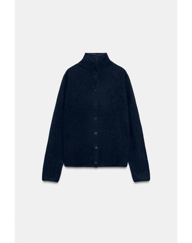 자라 브러시드 울 하이넥 버튼 자켓 2893/127/430 INK BLUE